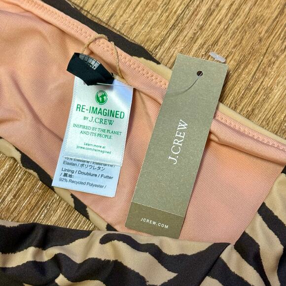 J. Crew Tan Brown / Black Squareneck Bikini Top in Zebra Stripe Size 2X - Picture 7 of 7